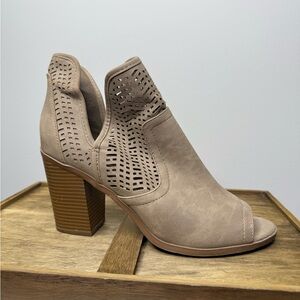 Women's Soda Tan Peep-Toe Ankle Boots